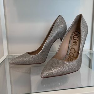 Sam Edelman Hazel Pointed Toe Heel Pumps - Silver Mesh - Size 9